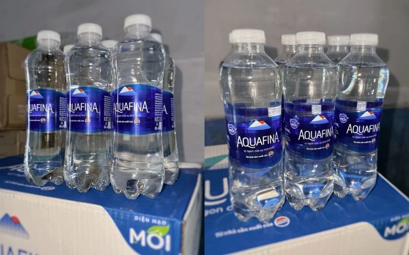Các cửa hàng, siêu thị bày bán phổ biến nước tinh khiết AQUAFINA